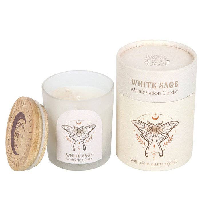 Manifestation Candle with Clear Quartz Crystals