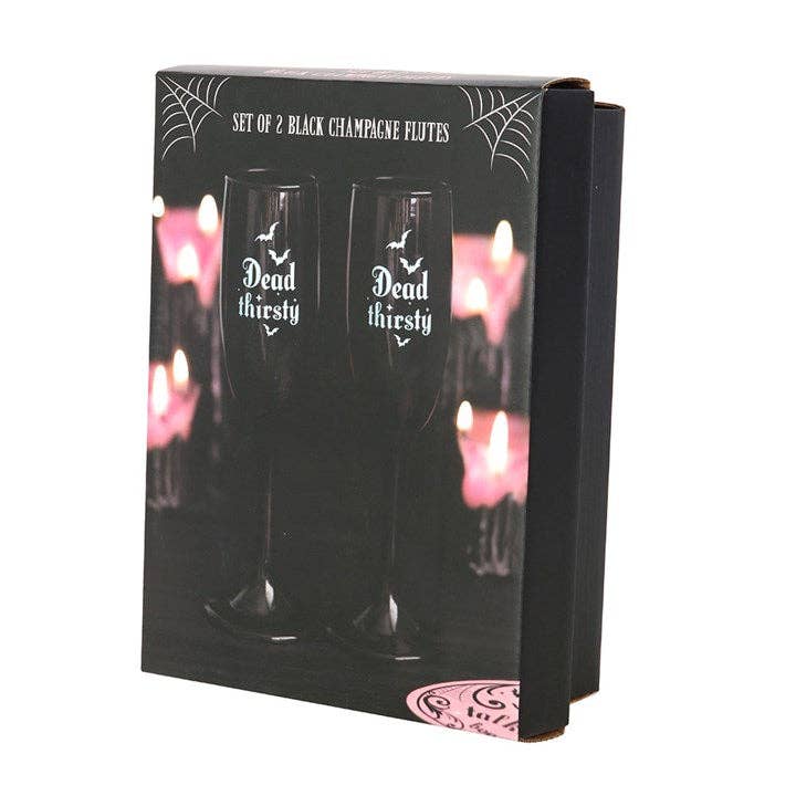 Set of 2 Dead Thirsty Gothic Champagne Flutes