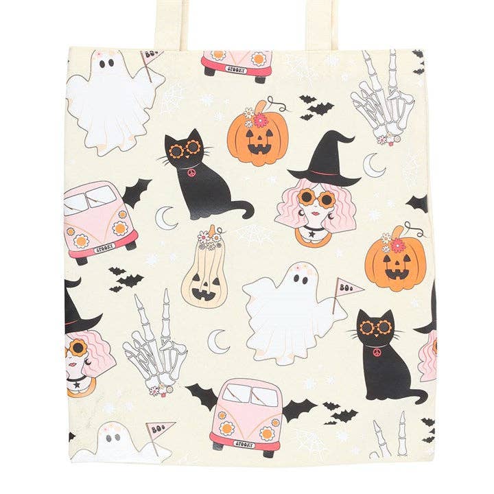 Groovy Ghost Halloween Tote Bag