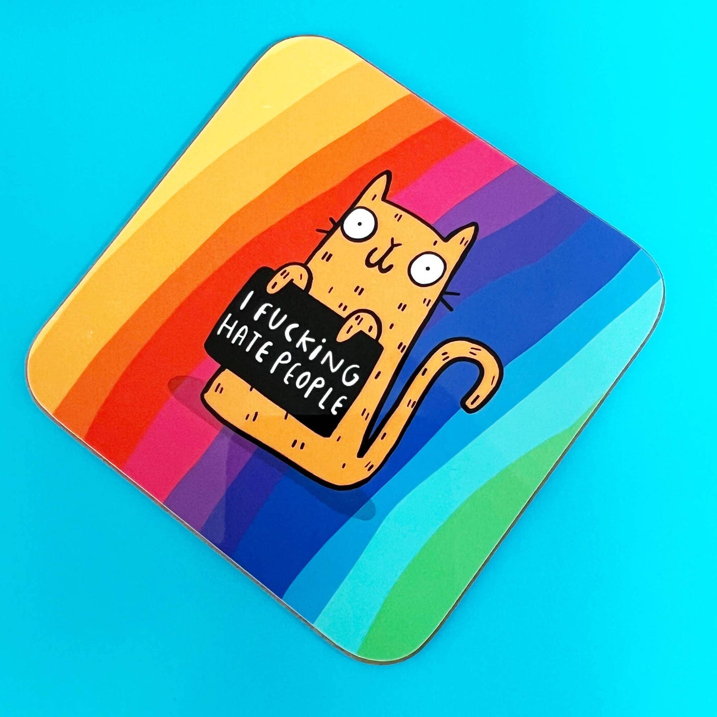I Fucking Hate People Sweary Cat Coasters