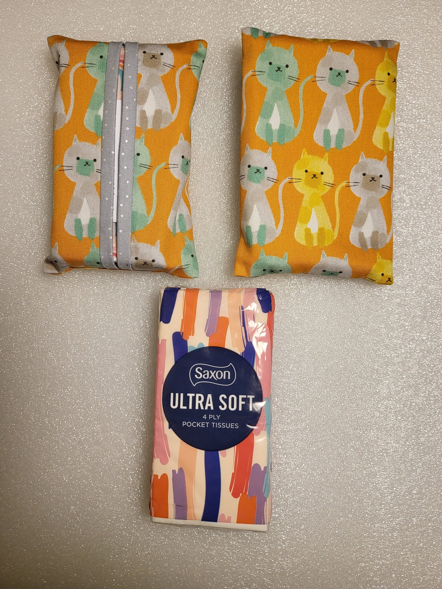 Pocket Tissue Holder with Yellow Cat Design