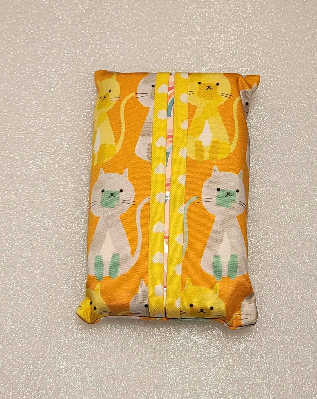 Pocket Tissue Holder with Yellow Cat Design