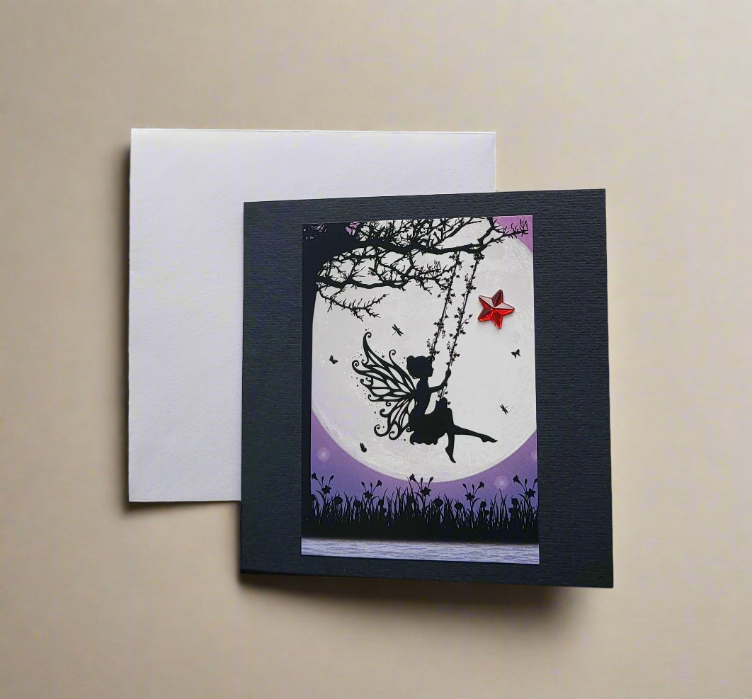 Greetings Card Handcrafted Fairy on Swing
