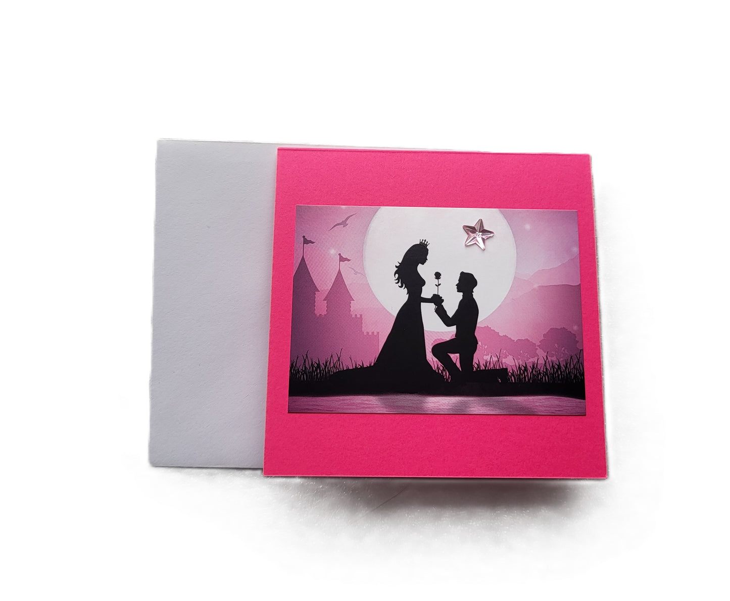 Greetings Card Handcrafted Pink Prince Charming