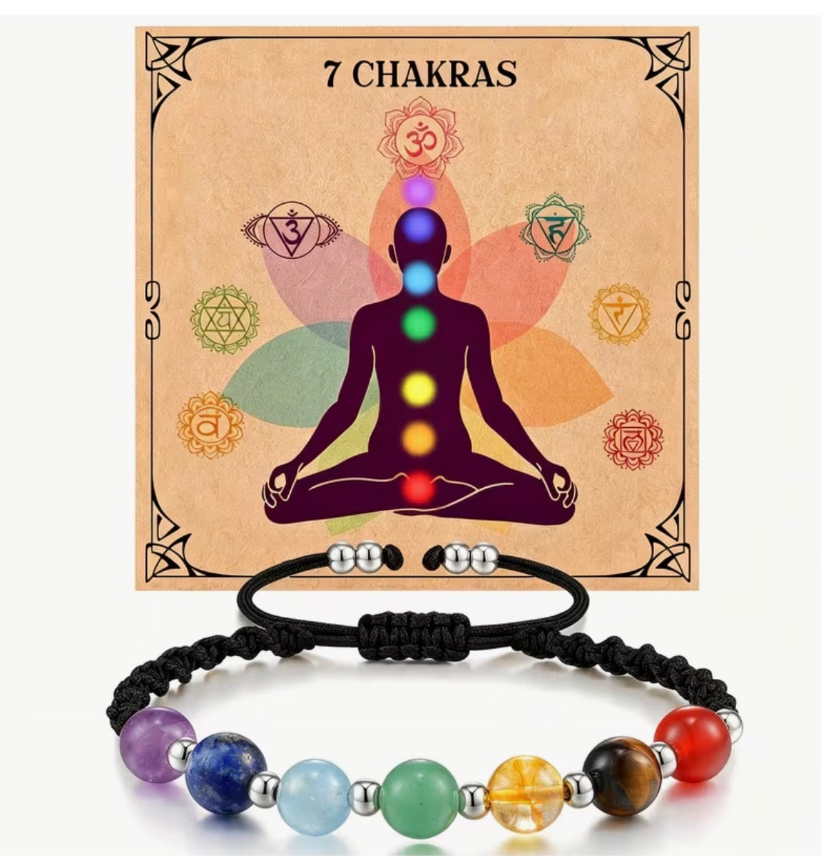 7 stone Chakra Beaded Bracelet 8mm