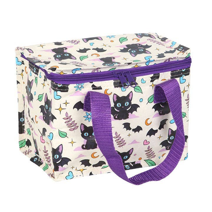 Cute and Creepy Black Cat Print Lunch Bag