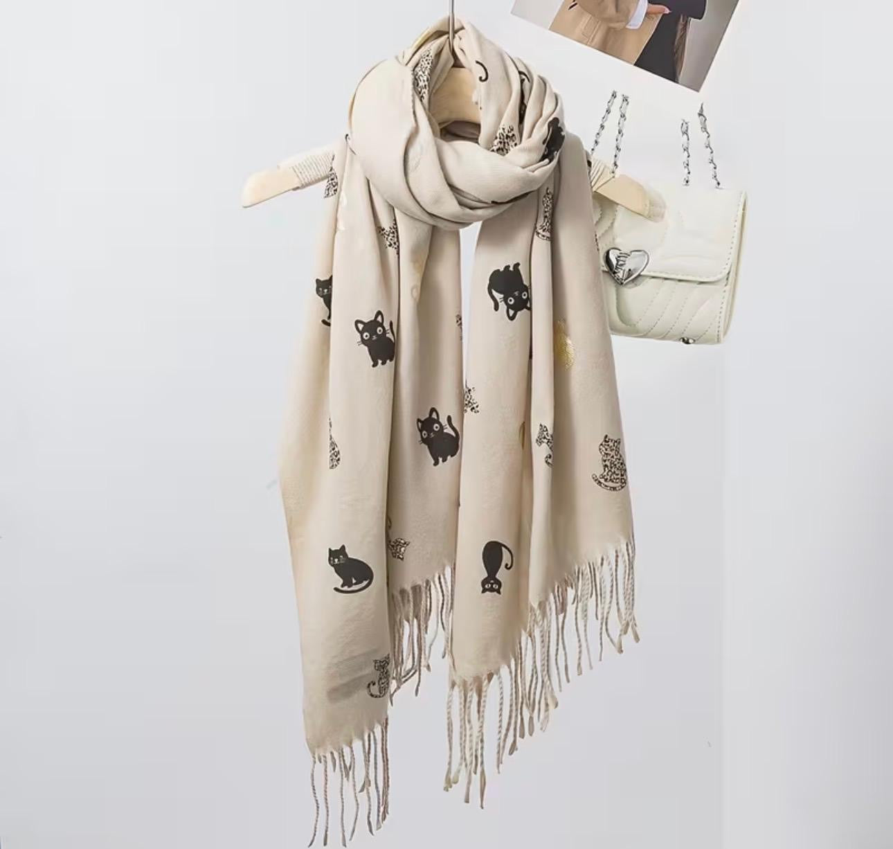 Winter Scarf Cat Design Print