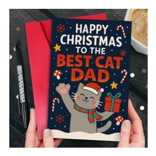Best Cat Dad Christmas Card