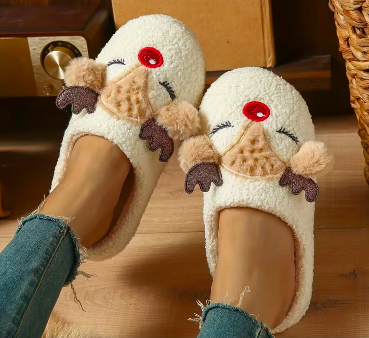 Reindeer Christmas Slippers