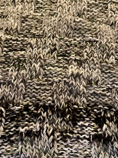 Hand Knitted Multi Coloured Snuggle Blanket Bed Throw In Grey & Black