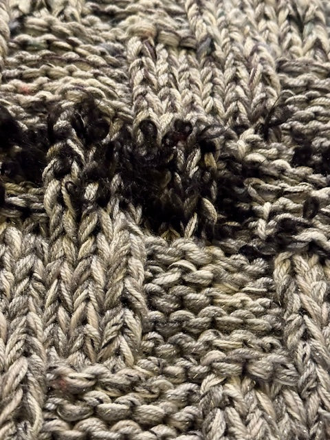Hand Knitted Multi Coloured Snuggle Blanket Bed Throw In Grey & Black