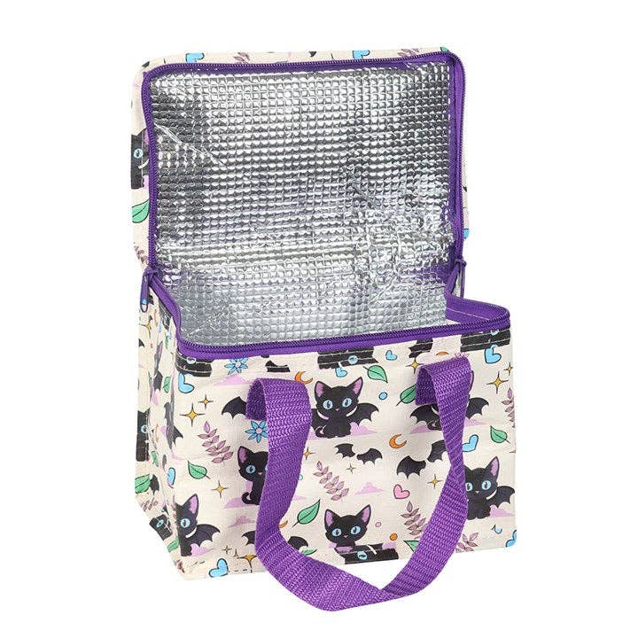 Cute and Creepy Black Cat Print Lunch Bag