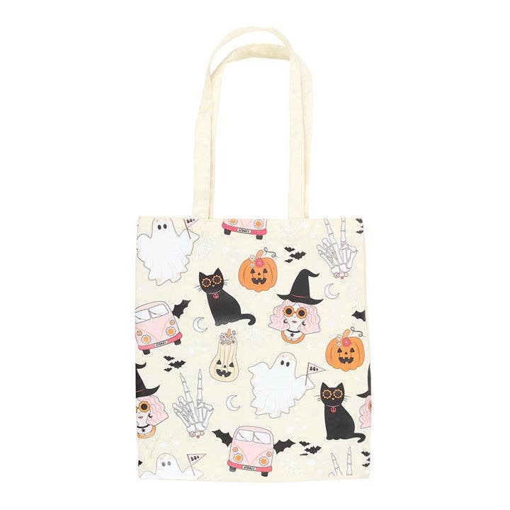 Groovy Ghost Halloween Tote Bag