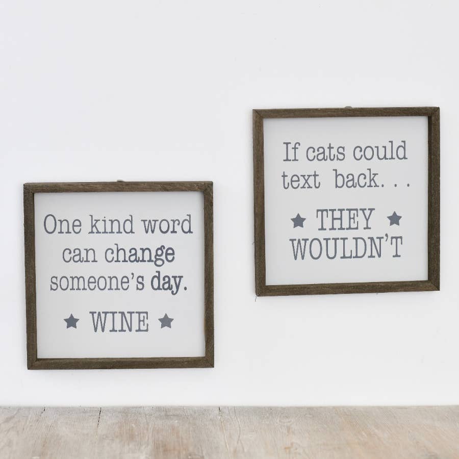 Funny Cats Text Back Wooden Sign 20cm