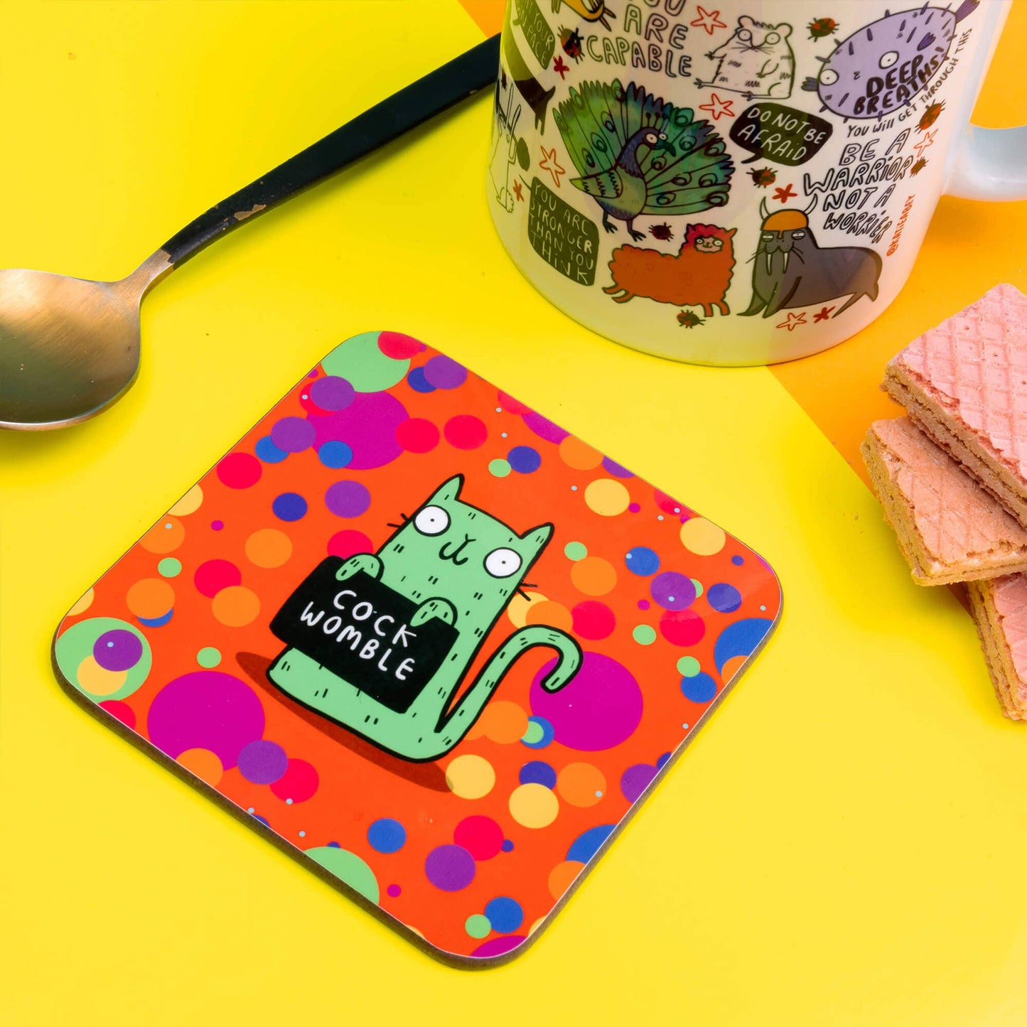 Sweary Cat..... Cock Womble Coaster