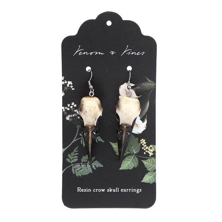Crow Skull Gothic Dangle Earrings