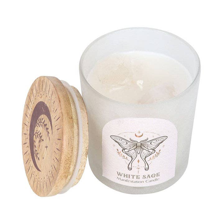 Manifestation Candle with Clear Quartz Crystals