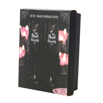 Set of 2 Dead Thirsty Gothic Champagne Flutes