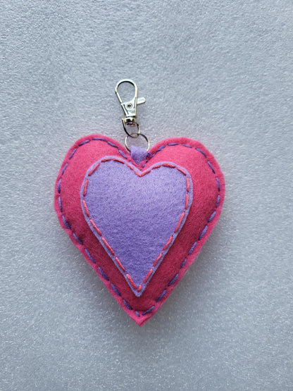 Felt Heart Keyrings, Charms or Ornaments