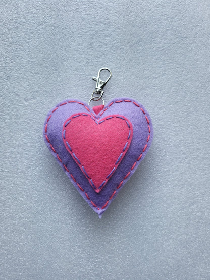 Felt Heart Keyrings, Charms or Ornaments