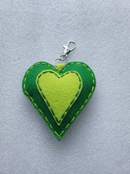 Felt Heart Keyrings, Charms or Ornaments