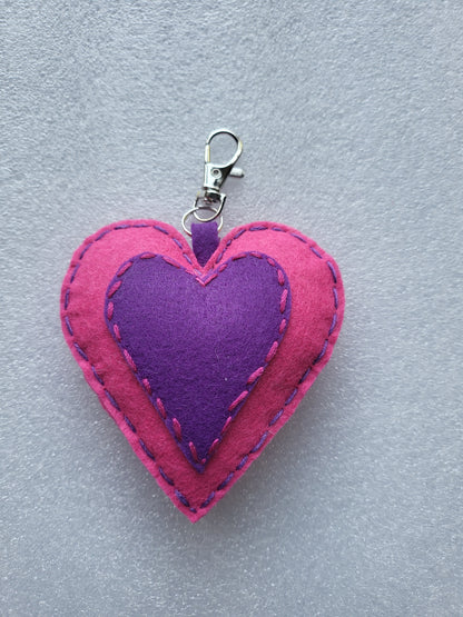 Felt Heart Keyrings, Charms or Ornaments