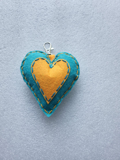 Felt Heart Keyrings, Charms or Ornaments