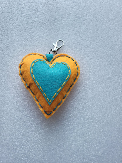 Felt Heart Keyrings, Charms or Ornaments