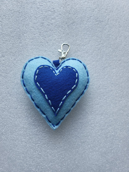 Felt Heart Keyrings, Charms or Ornaments
