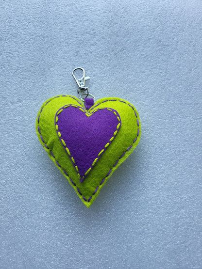 Felt Heart Keyrings, Charms or Ornaments