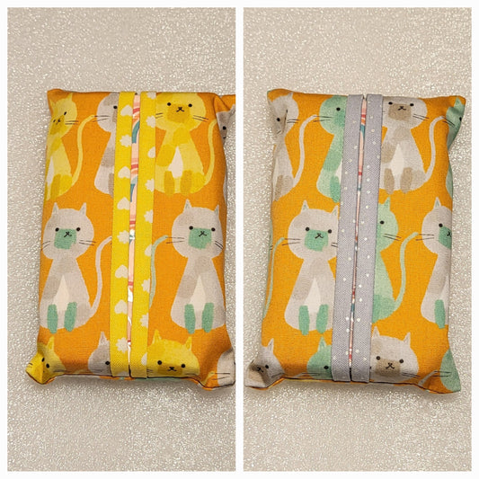 Pocket Tissue Holder with Yellow Cat Design