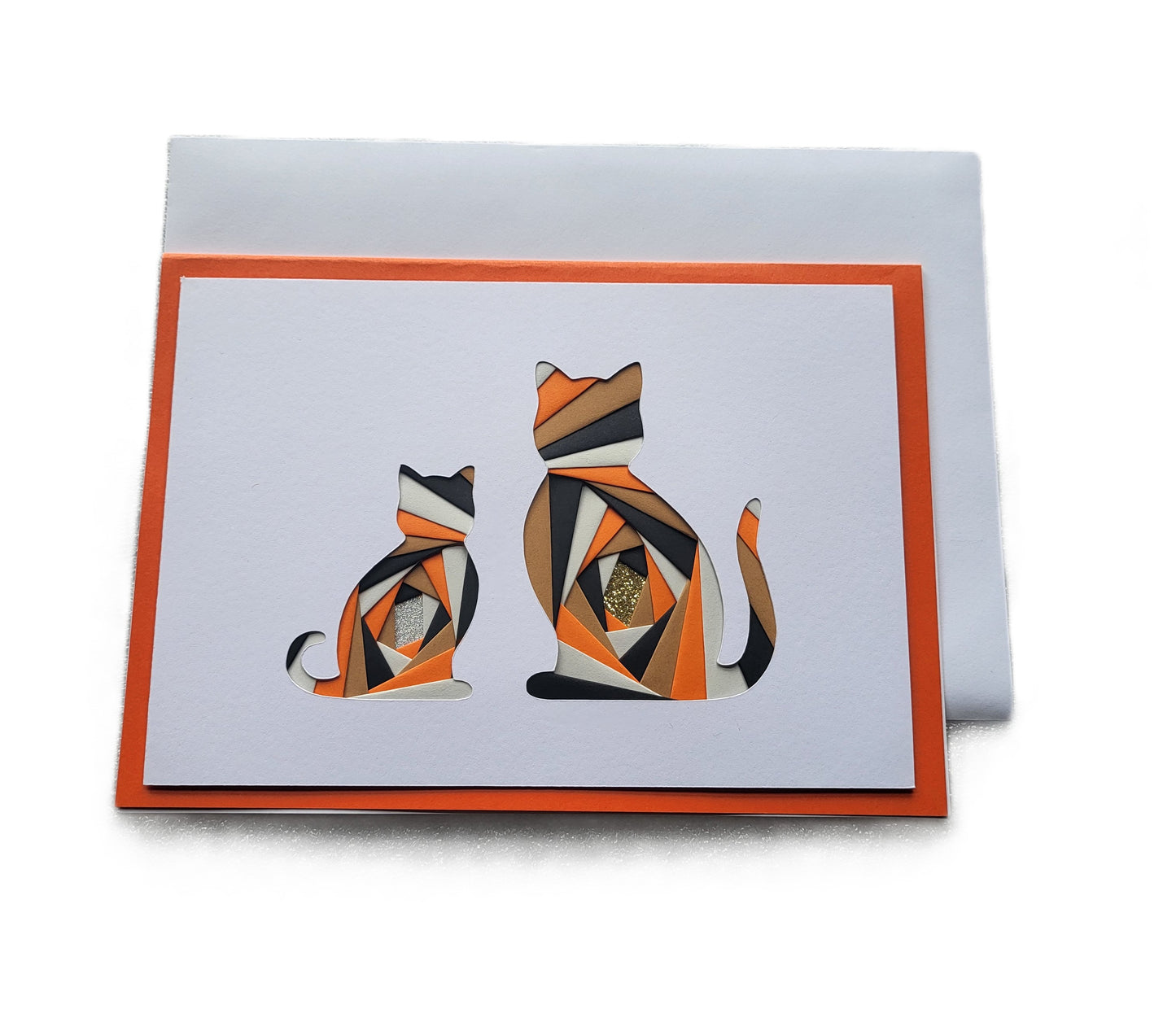 Greetings Card Handcrafted Iris Folded Cat and Kitten