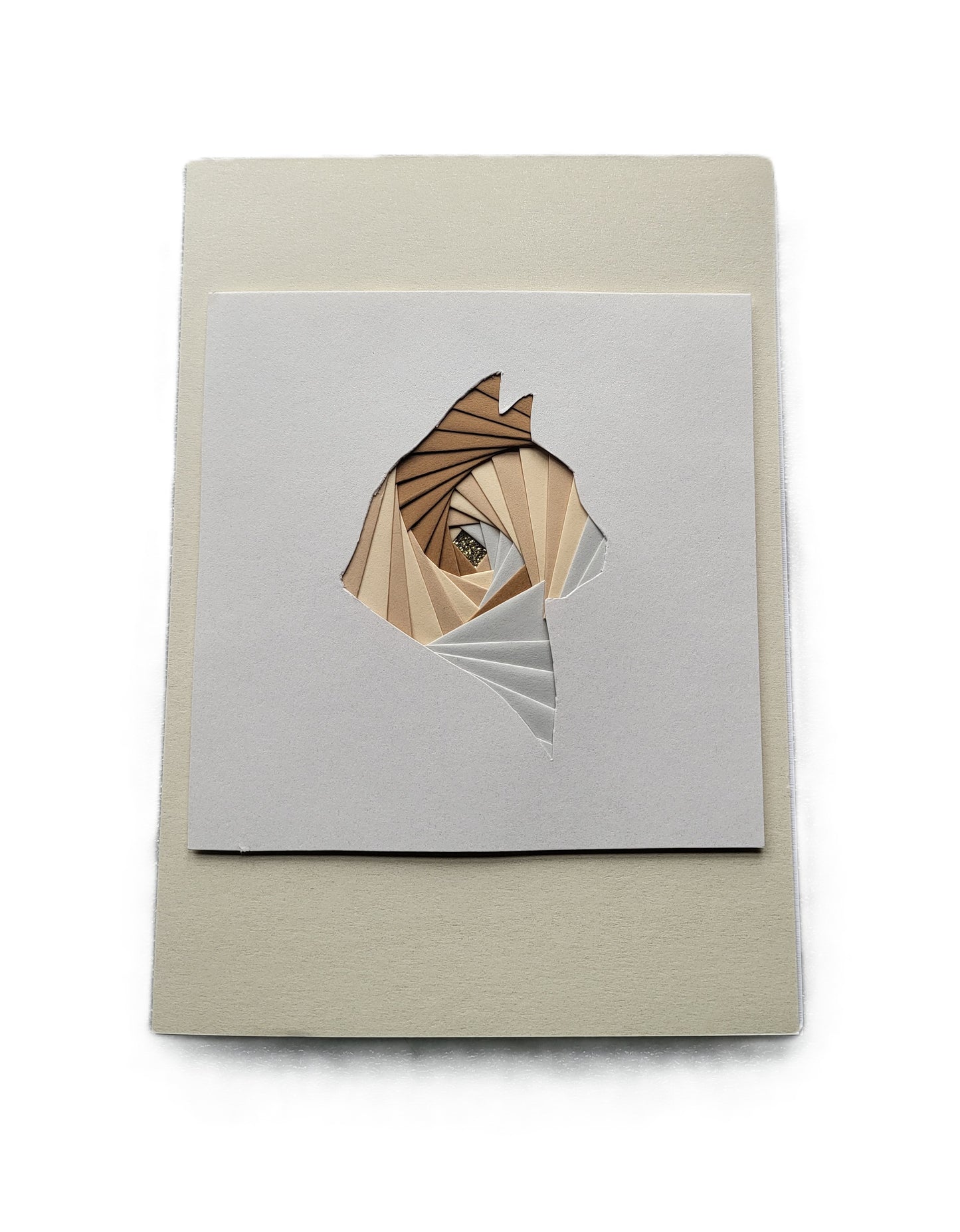 Greetings Card Handcrafted Iris Folded Cat Profile