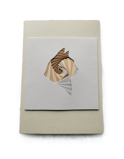 Greetings Card Handcrafted Iris Folded Cat Profile