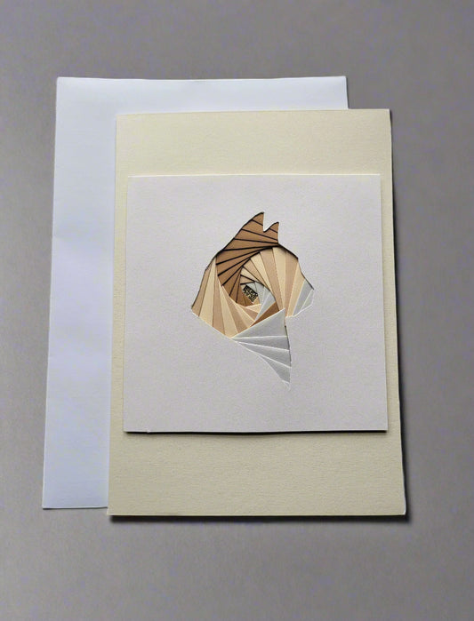 Greetings Card Handcrafted Iris Folded Cat Profile