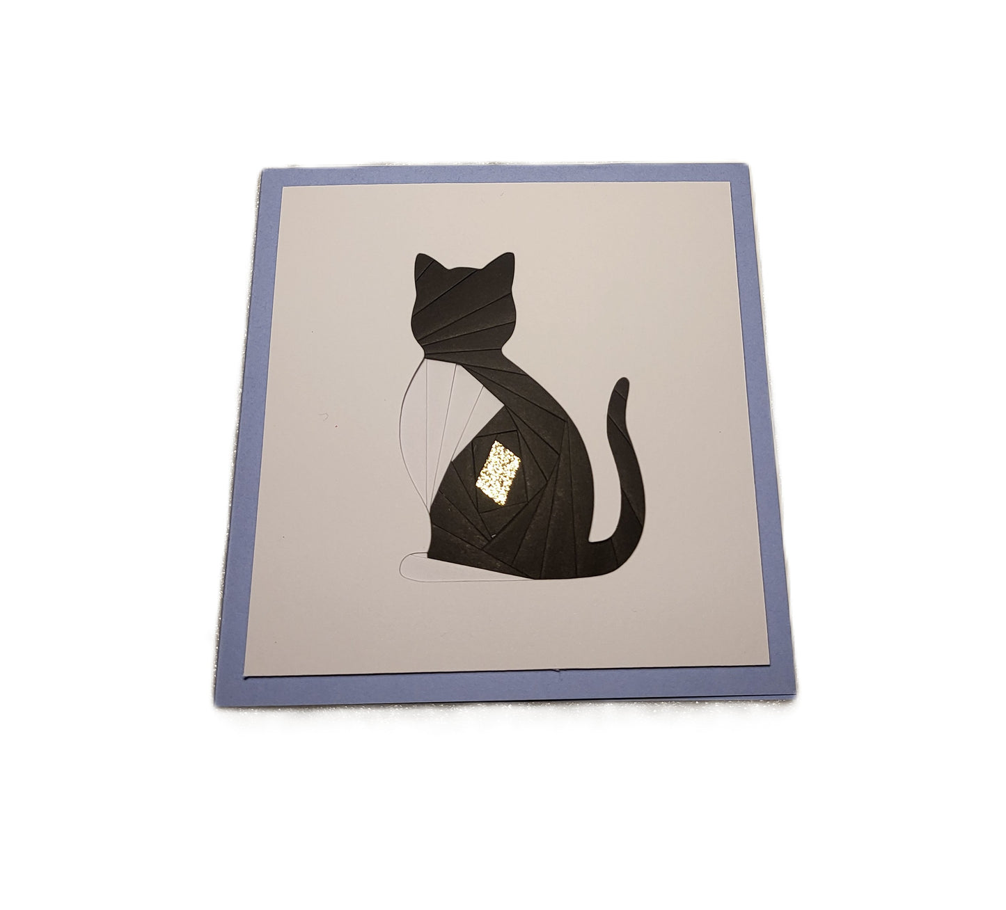 Greetings Card Handcrafted Iris Folded Tuxedo Cat Outline