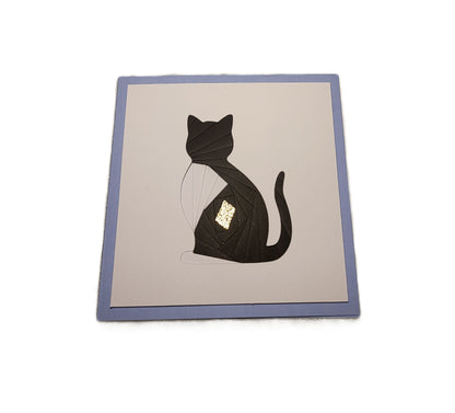 Greetings Card Handcrafted Iris Folded Tuxedo Cat Outline