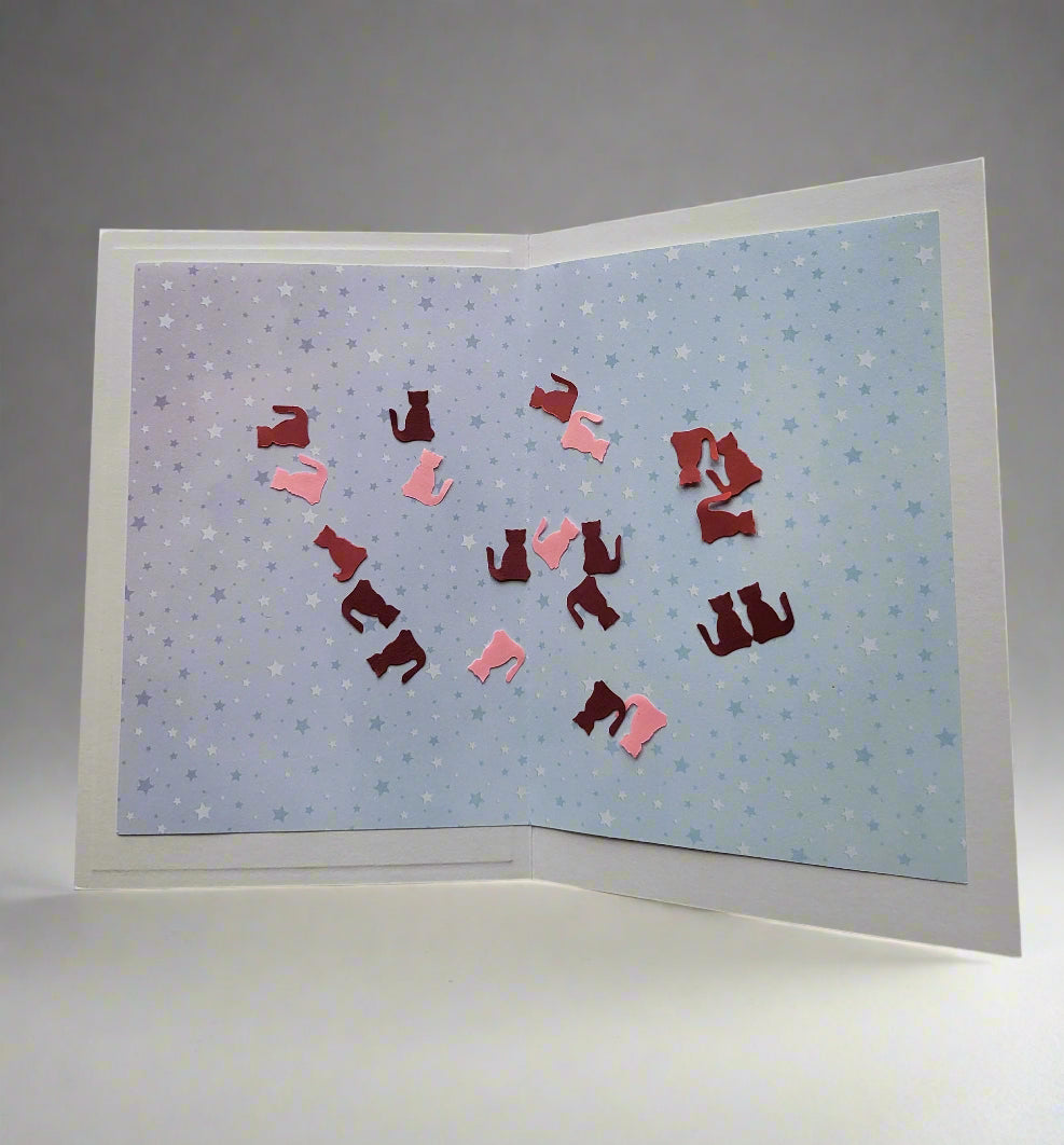 Greetings Card Handcrafted Cinderella with Cat Confetti