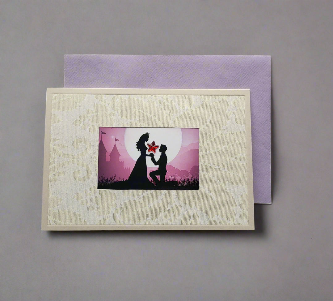 Greetings Card Handcrafted Prince Charming with Cat Confetti