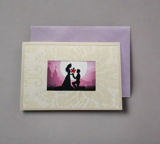 Greetings Card Handcrafted Prince Charming with Cat Confetti