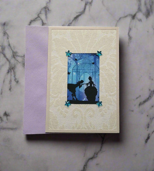 Greetings Card Handcrafted Cinderella with Cat Confetti