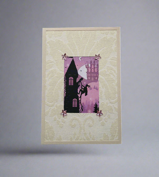 Greetings Card Handcrafted Rapunzel with Cat Confetti