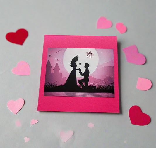Greetings Card Handcrafted Pink Prince Charming