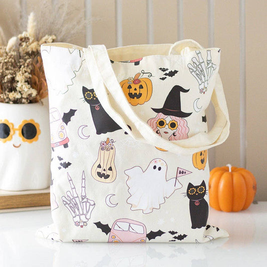 Groovy Ghost Halloween Tote Bag