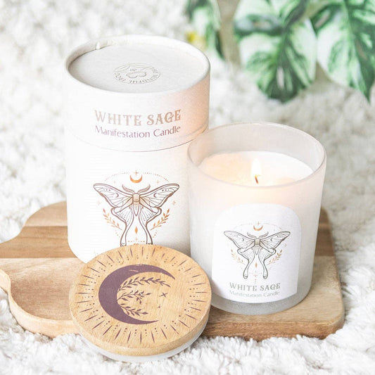 Manifestation Candle with Clear Quartz Crystals