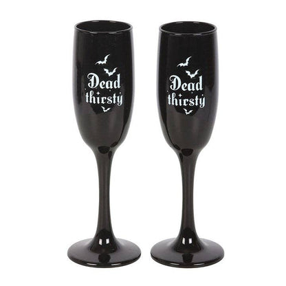 Set of 2 Dead Thirsty Gothic Champagne Flutes