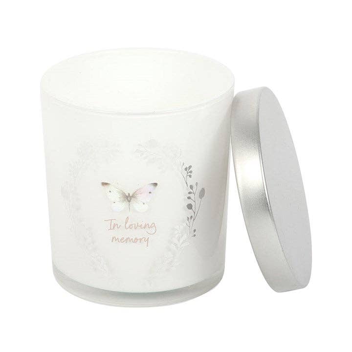 In Loving Memory White Butterfly Vanilla Candle