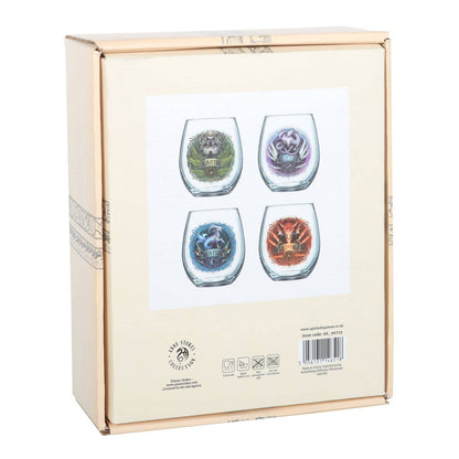 Set of 4 Elemental Stemless Wine Glasses by Anne Stoke's