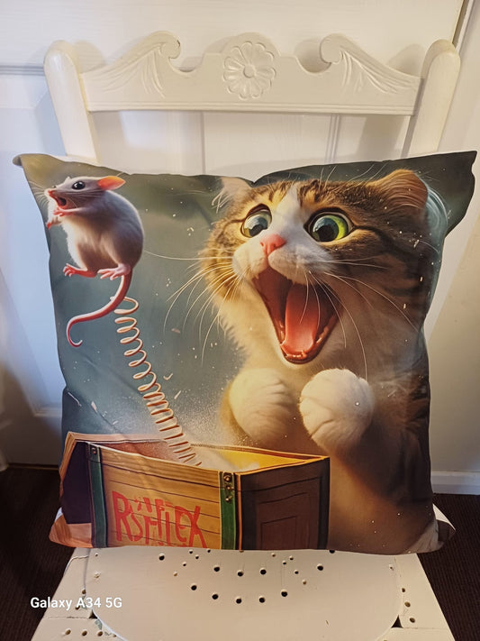 Cute Cat & Mouse Cushion
