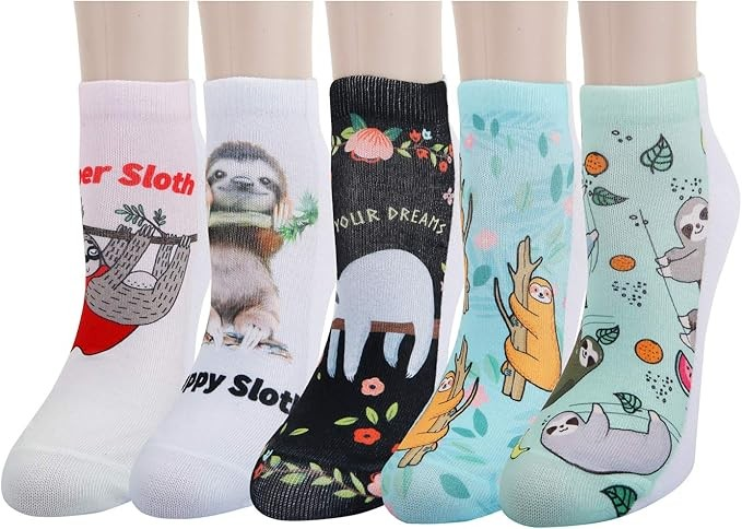 Crazy Colourful Sloth Ankle Socks